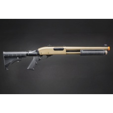 Golden Eagle M8871 3/6-Shot Pump Action CO2 Gas Airsoft Shotgun w/ Ghost Ring Iron Sights & M4 Crane Stock