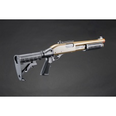 Golden Eagle M8871 3/6-Shot Pump Action CO2 Gas Airsoft Shotgun w/ Ghost Ring Iron Sights & M4 Crane Stock