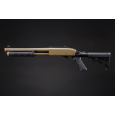 Golden Eagle M8871 3/6-Shot Pump Action Gas Airsoft Shotgun w/ Ghost Ring Iron Sights & M4 Crane Stock