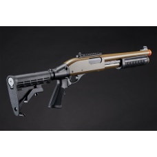 Golden Eagle M8871 3/6-Shot Pump Action Gas Airsoft Shotgun w/ Ghost Ring Iron Sights & M4 Crane Stock
