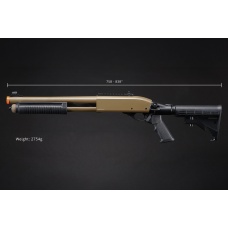 Golden Eagle M8871 3/6-Shot Pump Action Gas Airsoft Shotgun w/ Ghost Ring Iron Sights & M4 Crane Stock