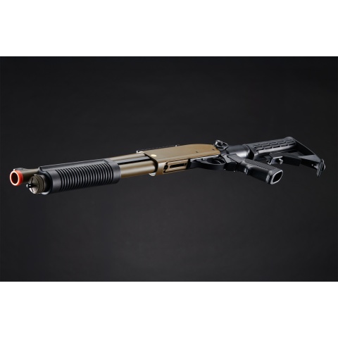 Golden Eagle M8871 3/6-Shot Pump Action Gas Airsoft Shotgun w/ Ghost Ring Iron Sights & M4 Crane Stock