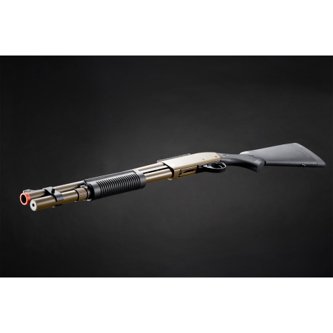 Golden Eagle M870 3/6-Shot Pump Action CO2 Airsoft Shotgun w/ Mock Shell Tube & Ghost Ring Iron Sights