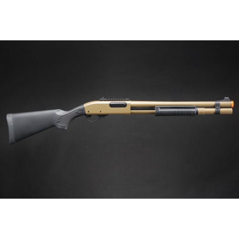 Golden Eagle M870 3/6-Shot Pump Action Gas Airsoft Shotgun w/ Mock Shell Tube & Ghost Ring Iron Sights