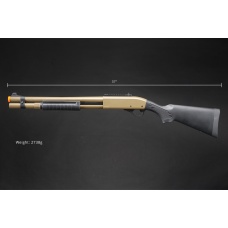 Golden Eagle M870 3/6-Shot Pump Action Gas Airsoft Shotgun w/ Mock Shell Tube & Ghost Ring Iron Sights