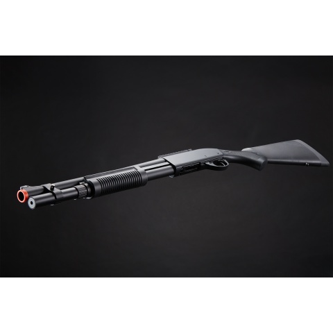 Golden Eagle M870 3/6-Shot Pump Action Gas Airsoft Shotgun w/ Mock Shell Tube & Ghost Ring Iron Sights