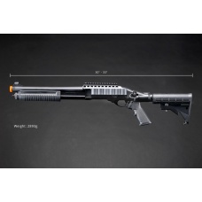 Golden Eagle M8873 3/6-Shot Pump Action CO2 Airsoft Shotgun w/ Optic Rail & M4 Crane Stock