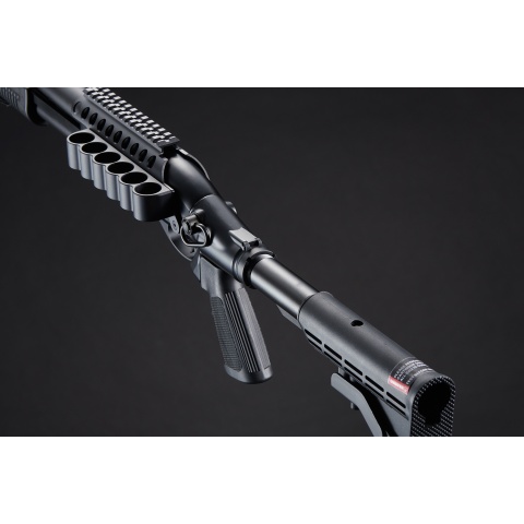 Golden Eagle M8873 3/6-Shot Pump Action CO2 Airsoft Shotgun w/ Optic Rail & M4 Crane Stock