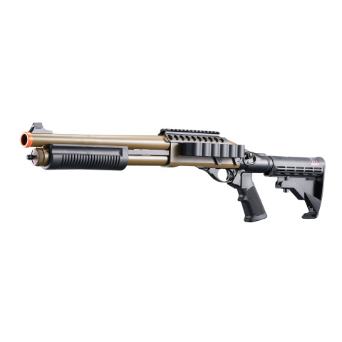 Golden Eagle M8873 3/6-Shot Pump Action CO2 Airsoft Shotgun w/ Optic Rail & M4 Crane Stock