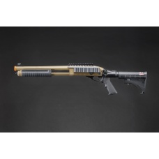 Golden Eagle M8873 3/6-Shot Pump Action CO2 Airsoft Shotgun w/ Optic Rail & M4 Crane Stock