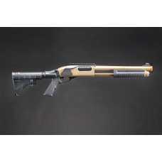 Golden Eagle M8873 3/6-Shot Pump Action CO2 Airsoft Shotgun w/ Optic Rail & M4 Crane Stock