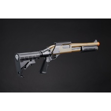 Golden Eagle M8873 3/6-Shot Pump Action Gas Airsoft Shotgun w/ Optic Rail & M4 Crane Stock