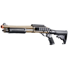 Golden Eagle M8873 3/6-Shot Pump Action Gas Airsoft Shotgun w/ Optic Rail & M4 Crane Stock