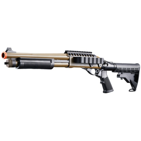 Golden Eagle M8873 3/6-Shot Pump Action Gas Airsoft Shotgun w/ Optic Rail & M4 Crane Stock