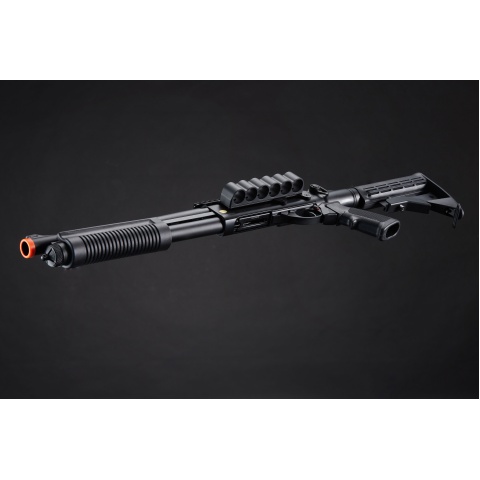 Golden Eagle M8873 3/6-Shot Pump Action Gas Airsoft Shotgun w/ Optic Rail & M4 Crane Stock