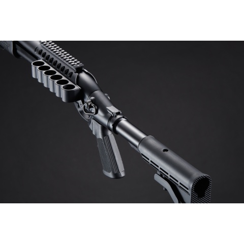 Golden Eagle M8873 3/6-Shot Pump Action Gas Airsoft Shotgun w/ Optic Rail & M4 Crane Stock