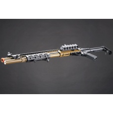 Golden Eagle M8875 3/6-Shot Pump Action CO2 Airsoft Shotgun w/ Flip Up Sights, M-LOK, Picatinny Rail & M4 Buffer Stock