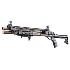 Golden Eagle M8875 3/6-Shot Pump Action Gas Airsoft Shotgun w/ Flip Up Sights, M-LOK, Picatinny Rail & M4 Buffer Stock