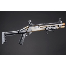 Golden Eagle M8875 3/6-Shot Pump Action Gas Airsoft Shotgun w/ Flip Up Sights, M-LOK, Picatinny Rail & M4 Buffer Stock