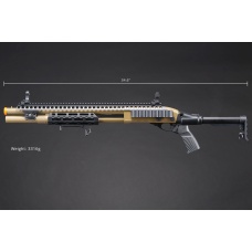 Golden Eagle M8875 3/6-Shot Pump Action Gas Airsoft Shotgun w/ Flip Up Sights, M-LOK, Picatinny Rail & M4 Buffer Stock