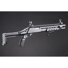 Golden Eagle M8875 3/6-Shot Pump Action Gas Airsoft Shotgun w/ Flip Up Sights, M-LOK, Picatinny Rail & M4 Buffer Stock