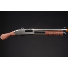 Golden Eagle M8877 3/6-Shot Pump Action Gas Airsoft Sawed-Off Shotgun - (Silver/Wood)