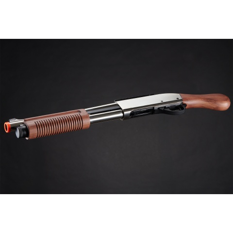 Golden Eagle M8877 3/6-Shot Pump Action Gas Airsoft Sawed-Off Shotgun - (Silver/Wood)