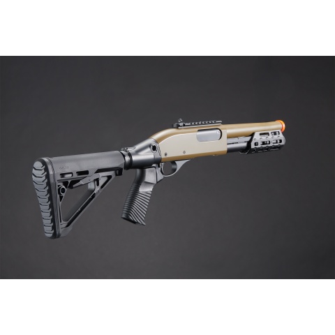 Golden Eagle M8878 3/6-Shot Pump Action Gas Airsoft Sawed-Off Shotgun w/ M-LOK Forend & Delta Stock