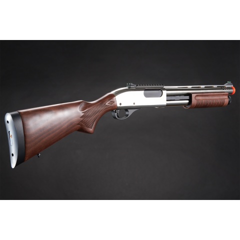 Golden Eagle M8885 3/6-Shot Pump Action Gas Airsoft Shotgun w/ Fiber Optic Sights - (Silver/Wood)