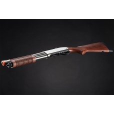 Golden Eagle M8885 3/6-Shot Pump Action Gas Airsoft Shotgun w/ Fiber Optic Sights - (Silver/Wood)