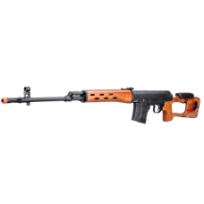 Atlas Custom Works SVD Dragunov Electric Airsoft Sniper Rifle w/ Real Wood Furniture & Fixed Sportsman Stock (Color: Black / Wood)