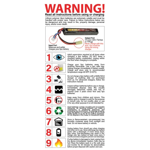 Tenergy 11.1V 1000mAh LiPo Airsoft AEG Buffer Tube Stick Type Battery