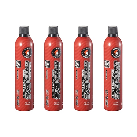 Lancer Tactical 12KG High PSI Green Gas with Oil - (4 Pack)