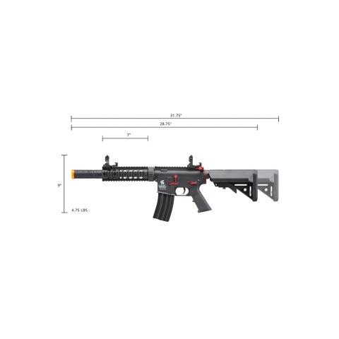 Lancer Tactical Gen 2 M4 SD Carbine Airsoft AEG Rifle with Red Accents - (Black)