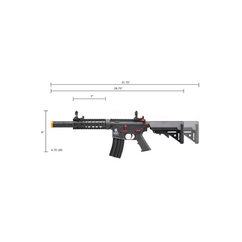 Lancer Tactical Gen 2 M4 SD Carbine Airsoft AEG Rifle with Red Accents - (Black)