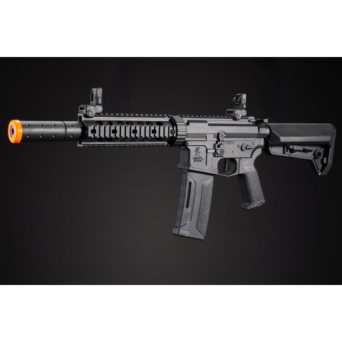 Lancer Tactical Gen 2 M4 SD Carbine Airsoft AEG Rifle w/ Ambidextrous NSR Receiver, NSR Stock & Mock Suppressor - (Black)