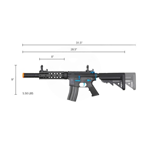 Lancer Tactical Gen 2 M4 SD Carbine Airsoft AEG Rifle with Mock Suppressor (Black / Blue)(No Battery and Charger)