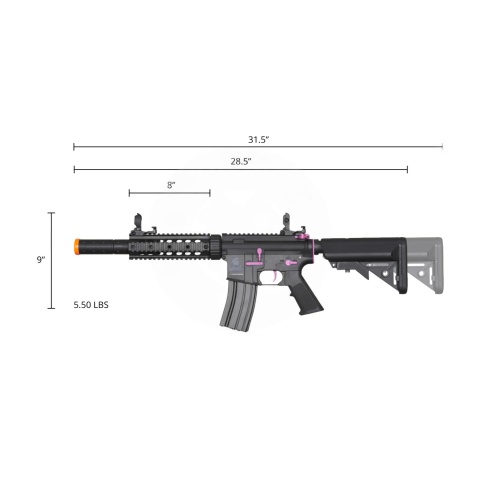 Lancer Tactical Gen 2 M4 SD Carbine Airsoft AEG Rifle with Mock Suppressor (Black / Purple)(No Battery and Charger)
