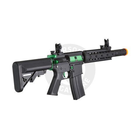 Lancer Tactical Gen 2 M4 SD Carbine Airsoft AEG Rifle with Mock Suppressor (Black / Green)(No Battery and Charger)