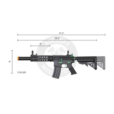 Lancer Tactical Gen 2 M4 SD Carbine Airsoft AEG Rifle with Mock Suppressor (Black / Green)(No Battery and Charger)
