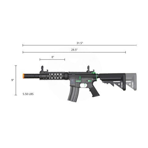 Lancer Tactical Gen 2 M4 SD Carbine Airsoft AEG Rifle with Mock Suppressor (Black / Green)(No Battery and Charger)