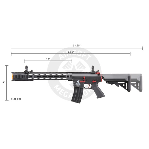 Lancer Tactical Gen 2 M4 SPR Interceptor Airsoft AEG Rifle with Red Accents - (Black)
