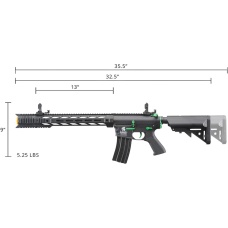 Lancer Tactical LT-25 Gen 2 M4 SPR Interceptor AEG Rifle - Black w/ Green