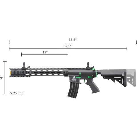 Lancer Tactical LT-25 Gen 2 M4 SPR Interceptor AEG Rifle - Black w/ Green