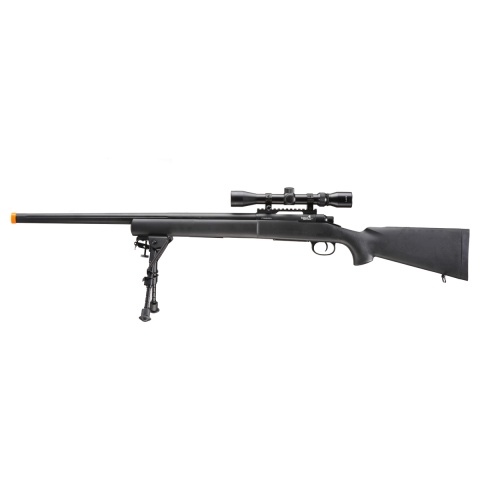 Lancer Tactical High FPS M24 Bolt Action Spring Powered Sniper Rifle w/ Scope & Bipod (Color: Black)