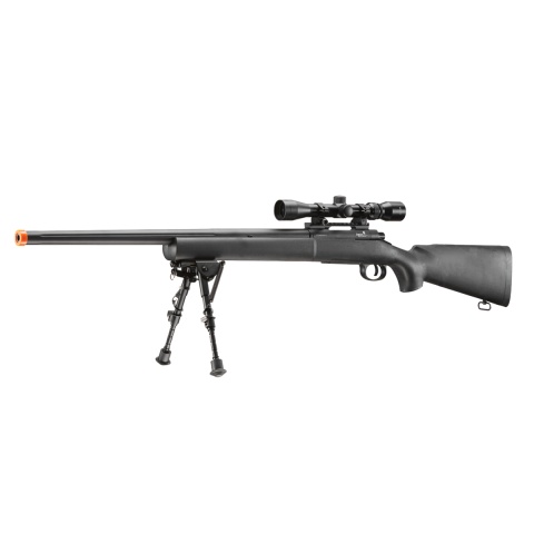 Lancer Tactical High FPS M24 Bolt Action Spring Powered Sniper Rifle w/ Scope & Bipod (Color: Black)