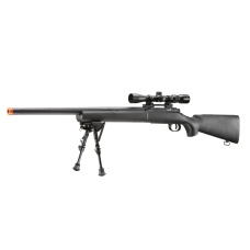 Lancer Tactical Low FPS M24 Bolt Action Spring Powered Sniper Rifle w/ Scope & Bipod (Color: Black)