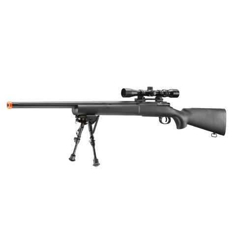 Lancer Tactical Low FPS M24 Bolt Action Spring Powered Sniper Rifle w/ Scope & Bipod (Color: Black)