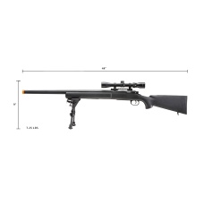Lancer Tactical Low FPS M24 Bolt Action Spring Powered Sniper Rifle w/ Scope & Bipod (Color: Black)