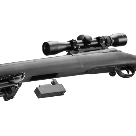 Lancer Tactical Low FPS M24 Bolt Action Spring Powered Sniper Rifle w/ Scope & Bipod (Color: Black)
